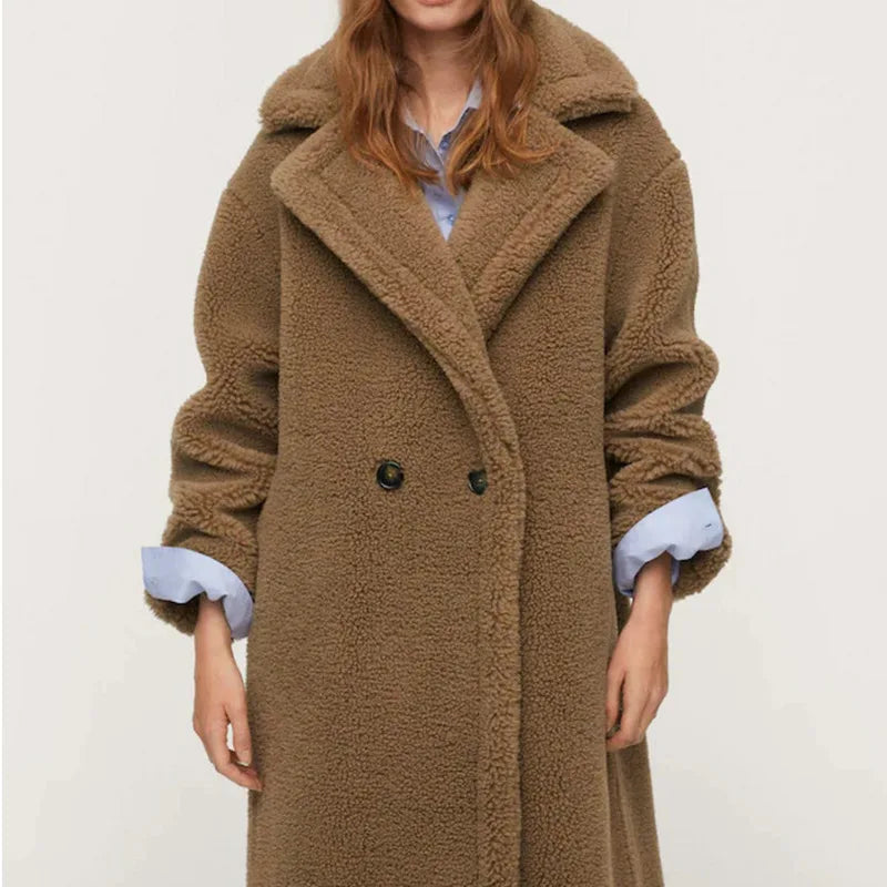 New Long Teddy Bear Jacket Coat Women Winter 2022 Thick Warm Oversized Chunky Outerwear Overcoat Women Faux Lambswool Fur Coats