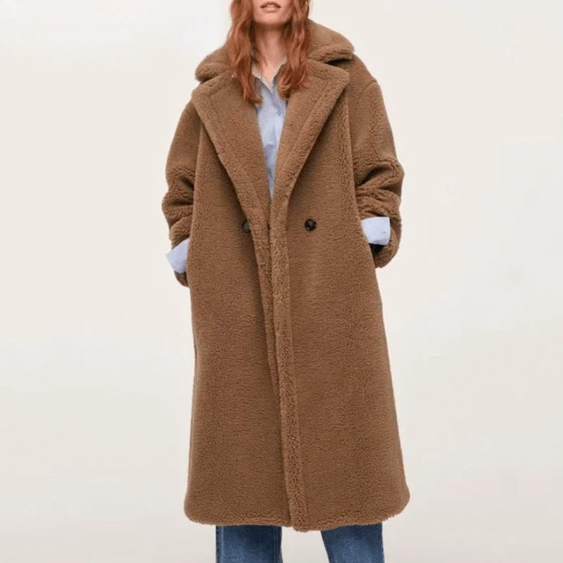 New Long Teddy Bear Jacket Coat Women Winter 2022 Thick Warm Oversized Chunky Outerwear Overcoat Women Faux Lambswool Fur Coats