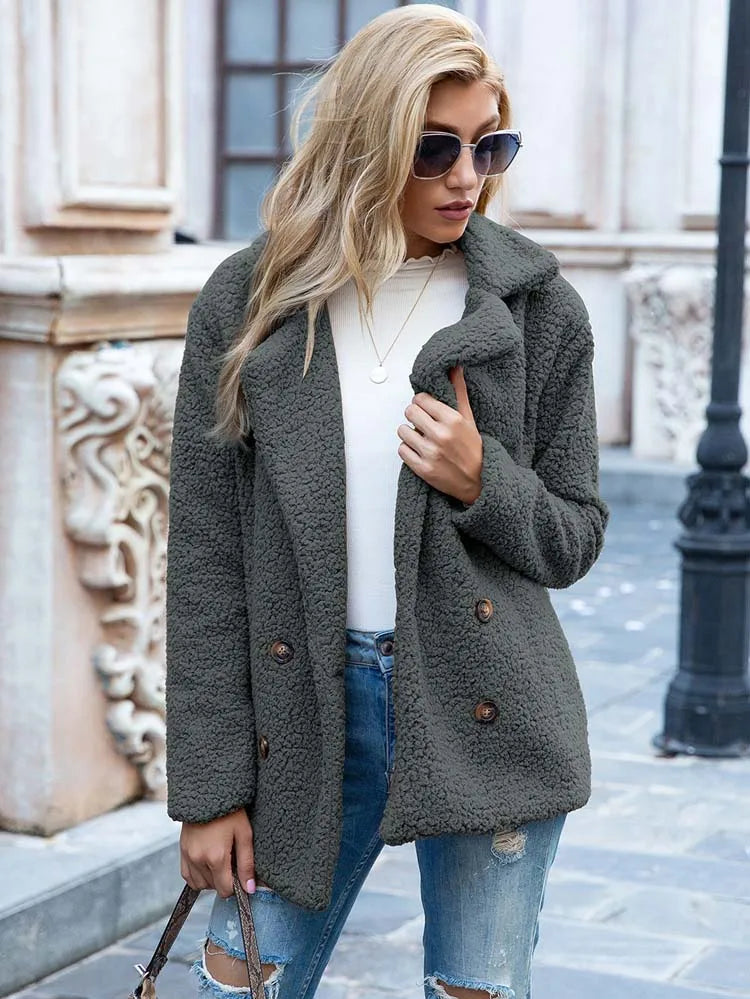 Ladies Warm Teddy Hug Casual Coat