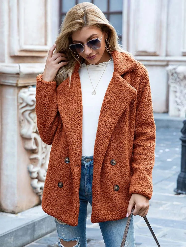 Ladies Warm Teddy Hug Casual Coat