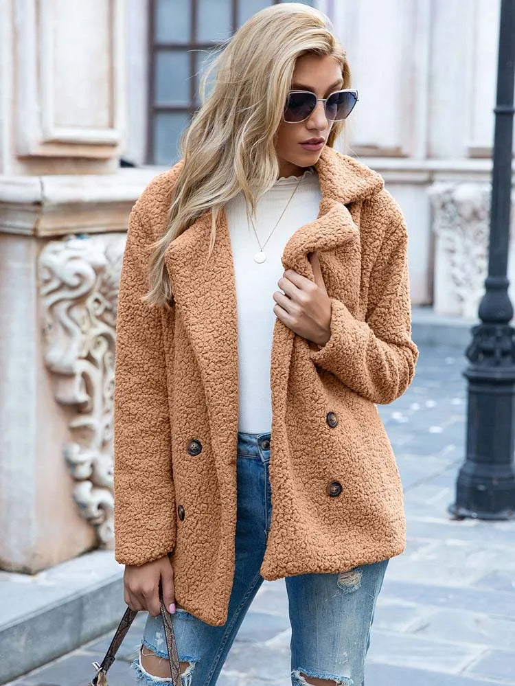 Ladies Warm Teddy Hug Casual Coat