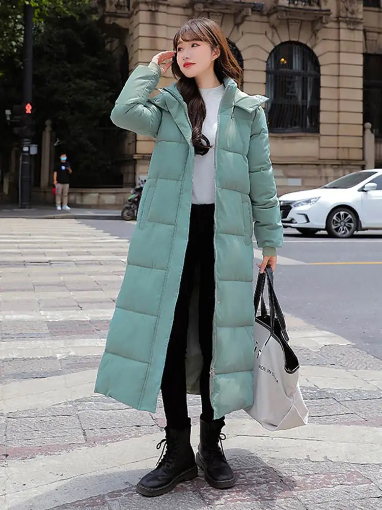 PinkyIsBlack 2023 New X-long Hooded Parkas Fashion Winter Jacket Women Casual Thick Down Cotton Winter Coat Women Warm Outwear