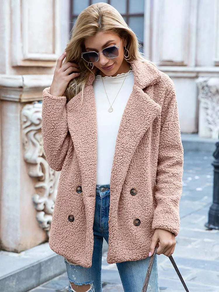 Ladies Warm Teddy Hug Casual Coat