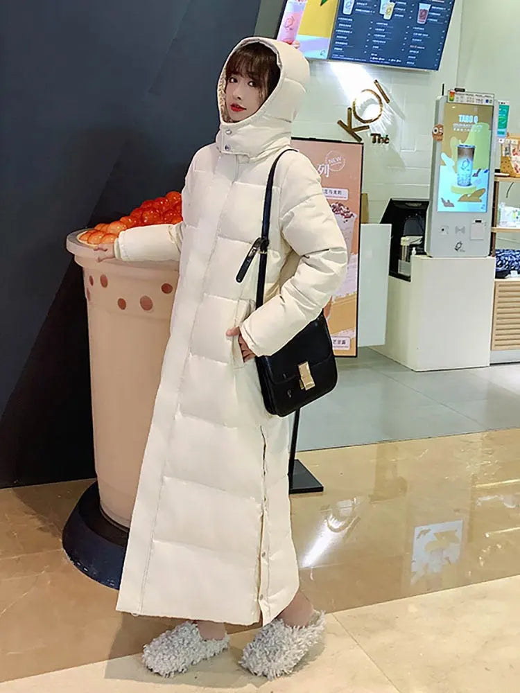 PinkyIsBlack 2023 New X-long Hooded Parkas Fashion Winter Jacket Women Casual Thick Down Cotton Winter Coat Women Warm Outwear