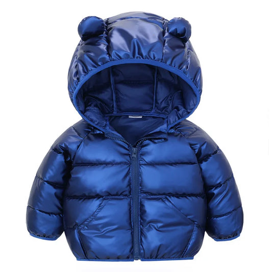 New Spring Autumn Winter Thickened Down Jackets Baby Girls Boys Plush Warm Outerwear Coat Children Hooded Cotton Parkas Snowsuit